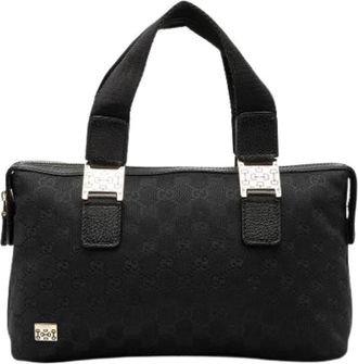 Gucci Pre-owned Canvas Handbag - Dames - Vintage Handtas - Zwart - ONE Size - Leer - Vintage