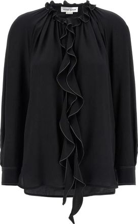 Victoria Beckham Ruffle Blouse - Dames - Blouses - Zwart - S - Overhemden