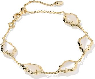 Kendra Scott Womens Adriana Scallop Frame Delicate Chain Bracelet In Gold Natural Mother Of Pearl