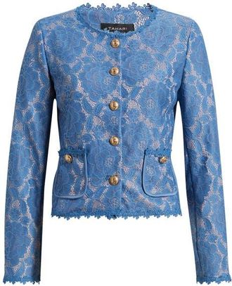 Tahari by ASL Bonded Lace Jacket in Blue Petal at Nordstrom, Size 14