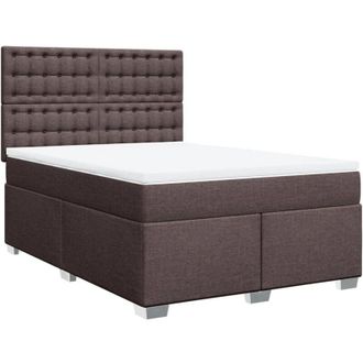 vidaXL Cama Box Spring Con Colch&oacute;n Tela Marr&oacute;n Oscuro 140x200 Cm Vidaxl