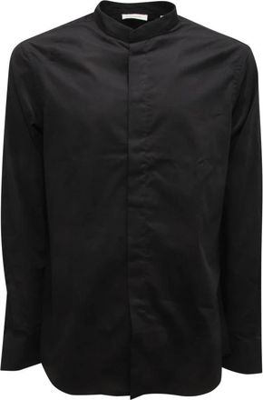 Paolo Pecora Koreaanse Kraag Shirt Model 23I - Heren - Casual Overhemden - Zwart - 2XL - Overhemden