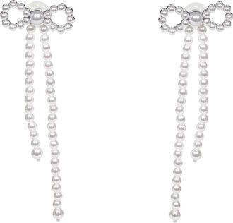 Self Portrait 607E-Pearl Parel Strik Oorbellen - Dames - Oorbellen - Wit - ONE Size - Accessoires