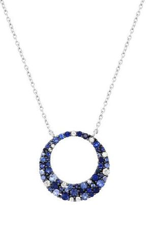 Effy Sterling Silver White & Blue Sapphire Circle Pendant Necklace at Nordstrom Rack