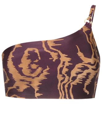Lenny Niemeyer abstract-print one-shoulder bikini top - Purple