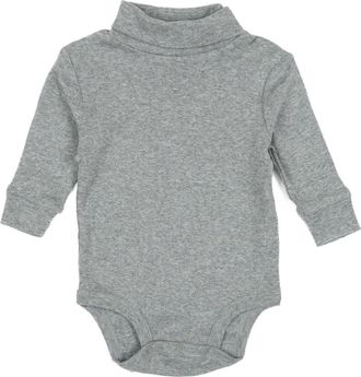 Leveret Cotton Neutral Solid Turtleneck Bodysuit in Light Gray at Nordstrom, Size 18-24M