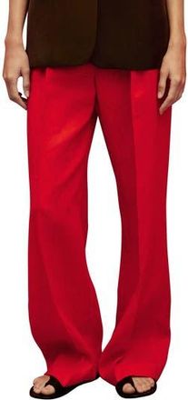 Mango Limona Pleat Front Wide Leg Linen Pants in Red at Nordstrom Rack, Size 2