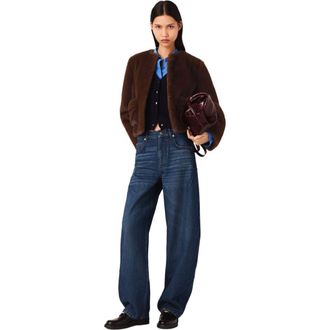 Maje Short faux fur coat in Brown at Nordstrom, Size 40 Eu