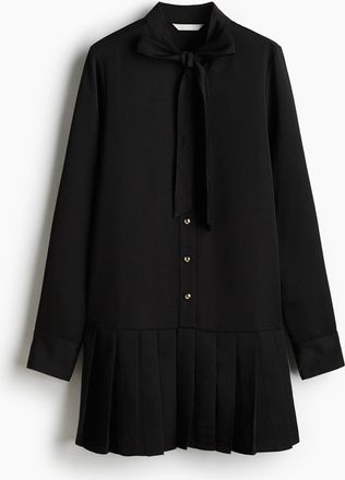 H&M Blusenkleid mit Plisseejupe - Schwarz