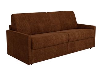 Vente-Unique Divano Letto 2 Posti Express In Tessuto Terracotta - Rete A Doghe Larghe 120 Cm - Materasso 18 Cm - Calife
