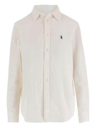 Polo Ralph Lauren embroidered-logo corduroy shirt - women - Cotton - M - White