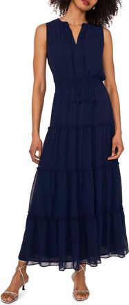 1.State Tie Neck Sleeveless Tiered Maxi Dress in Classic Navy at Nordstrom Rack, Size X-Small