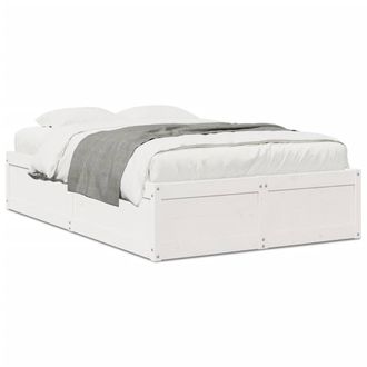 Berkfield Home Bed Frame without Mattress White 135x190 cm Double Solid Wood Pine