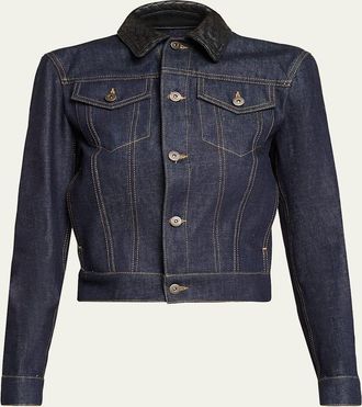 Bottega Veneta Intrecciato Collar Cotton Denim Jacket
