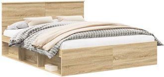 vidaXL Bed Frame with Headboard Sonoma 160 x 200 cm Solid Pine Wood vidaXL