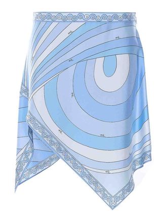 Emilio Pucci Light Blue Print Foulard Skirt