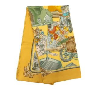 Herm&egrave;s Pre-owned Automobile Print Scarf - Dames - Pre-owned - Geel - Maat: ONE Size Zijde