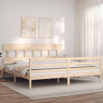 Berkfield Home Bed Frame with Headboard 200x200 cm Solid Wood in Brown