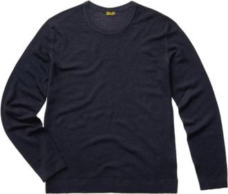 Blauer Rondgebreide trui - Heren - Ronde hals truien - Blauw - M - Truien & Vesten