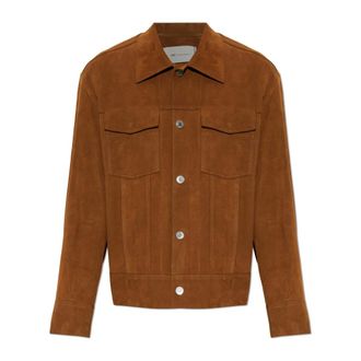 Ami Giacca in camoscio con logo ricamato - - Jackets - Uomo - Marrone - M