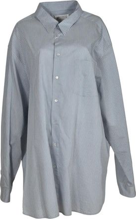 Maison Margiela Gestreepte Overhemd - Dames - Overhemden - Blauw - M - Katoen - Overhemden