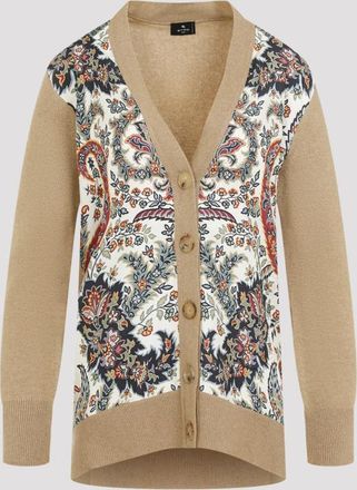 Etro Camel Paisley Wool Cardigan