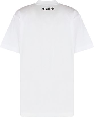 Moschino Womens Crew-Neck T-Shirt Cotton Printed White T-Shirts & Jerseys