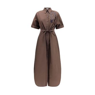 Brunello Cucinelli Brown Cotton Casual Womens Dress