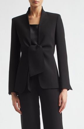 Max Mara Palo Tie Front Cady Blazer in Black at Nordstrom, Size 14