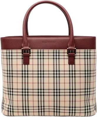 Burberry Pre-owned Vintage Tote Bag - Dames - Vintage Shopper - Beige - ONE Size - Leer - Vintage
