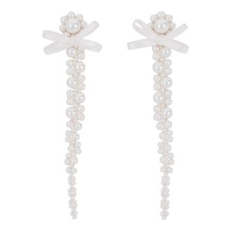 Simone Rocha Earrings, female, White, Size: ONE SIZE Petite Bow Drop Earrings