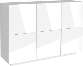 Dmora Credenza Axl, Buffet da soggiorno multifunzione, Madia da salotto a 3 ante, 100% Made in Italy, cm 121x38h86, Bianco lucido - Dmora