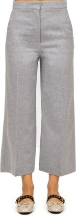 Max Mara Broeken, Dames, Grijs, XS, Wol, Wollen Cropped Broek