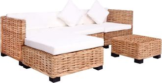 vidaXL Set Divano 14 Pz In Rattan Naturale - Vidaxl