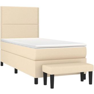 vidaXL Vidaxl - Cama Box Spring Con Colch&oacute;n Tela Color Crema 90x200 Cm