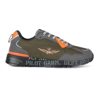 Aeronautica Embroidered Logo Trainers in Fabric and Eco-Leather - male - Aeronautica Militare - Sneakers - Green - 6 UK - Shoes