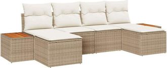 vidaXL Vidaxl - Conjunto De Sof&aacute; De Jard&iacute;n 6 Pcs Beige Y Crema 184 X 62 X 85 Cm