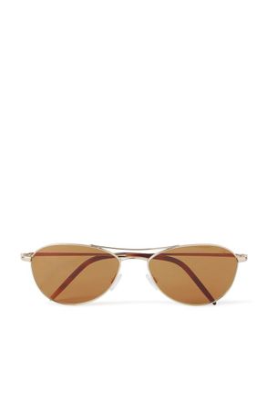 Oliver Peoples + Roger Federer R-14 Aviator-Style Gold-Tone Sunglasses