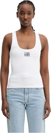 Ksubi Stacked Origin Ribbed Tank - Dames - Tops zonder mouwen - Wit - L - Katoen - Tops