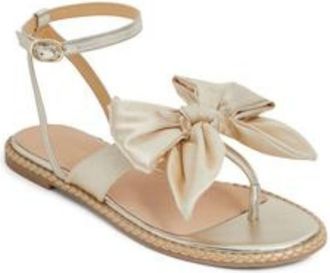 Jack Rogers Heidi Sandals Womens Gold Round Toe Ankle Strap Thong JOBB169