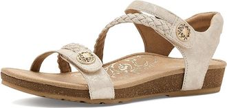 Aetrex Jillian Braided Quarter Strap Sandals Womens Sandals Champagne : 8.5 M (B), Leather