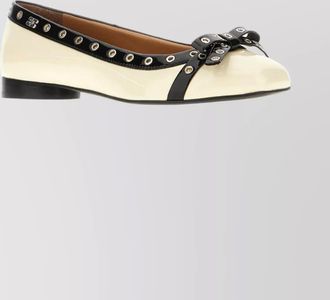 Ganni two-tone leather ballerina shoes bow detail