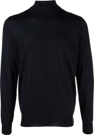 Drumohr Turtlenecks, male, Blue, Size: 2XL Navy Blue Merino Wool Sweater