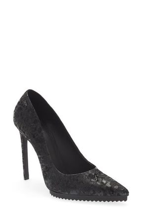 DKNY Carisa Pointed Toe Pump in Black Cracked Leather at Nordstrom, Size 5.5