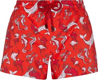 Vilebrequin Women Swim Shorts Whales Love in Poppy Red at Nordstrom, Size Medium