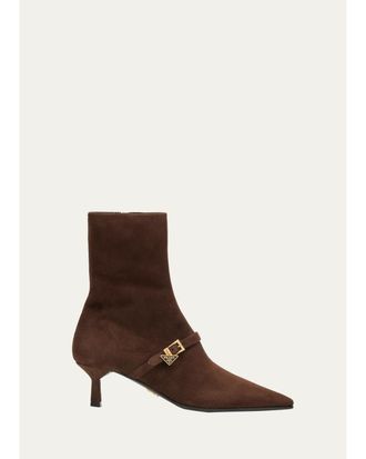 Prada 55mm Triangle Logo Suede Ankle Boots