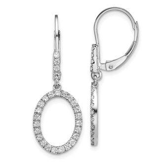 Diamond2Deal 14K White Gold 1/2 ct Lab Grown Diamond Oval Leverback Earrings VS Clarity, G-H Color