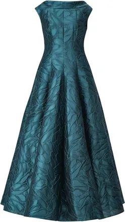 Talbot Runhof Talbot Runhof, Kleedjes, Dames, Groen, M, Leer, Elegante A-Lijn Avondjurk