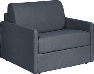 Vente-Unique Sill&oacute;n cama de apertura r&aacute;pida de tela gris - Colch&oacute;n de 14 cm CALIFE