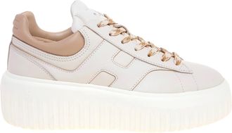 Hogan Ivory H-Stripes Leather Sneakers With Padded Collar And Embossed Logo